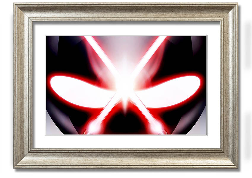 A beautifully framed print of Alien Eyes artwork, showcasing vibrant colors and intricate details, ready to hang on a wall.