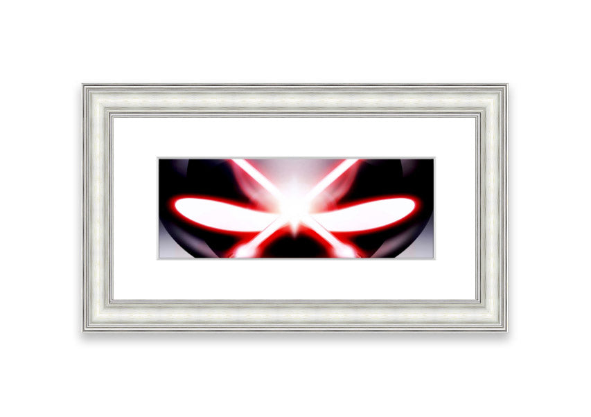 A beautifully framed print of Alien Eyes, showcasing vibrant colors and intricate details, ready to hang on the wall.