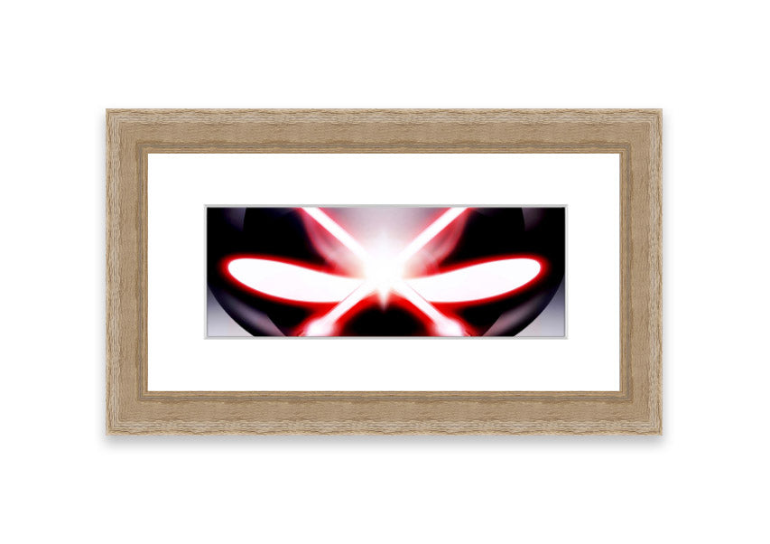 A beautifully framed print of Alien Eyes, showcasing vibrant colors and intricate details, ready to hang on the wall.