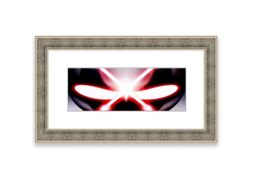 A beautifully framed print of Alien Eyes, showcasing vibrant colors and intricate details, ready to hang on the wall.