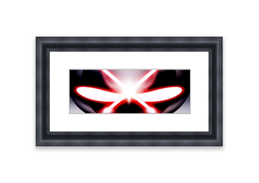 A beautifully framed print of Alien Eyes, showcasing vibrant colors and intricate details, ready to hang on the wall.