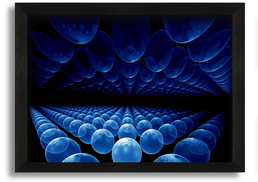 A vibrant framed print of Alien Life Pods Blue, showcasing intricate details and colors, ready to hang on a wall.