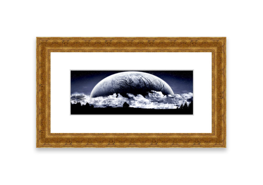 Framed print of Alien Planet artwork, showcasing vibrant colors and cosmic imagery, available in various frame colors.