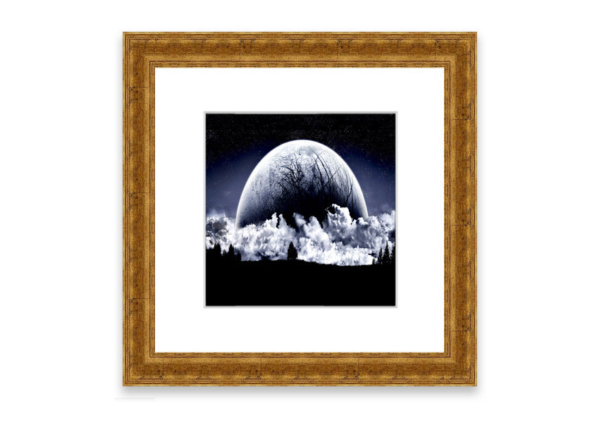 Framed print of Alien Planet artwork, showcasing vibrant colors and cosmic imagery, available in various frame colors.