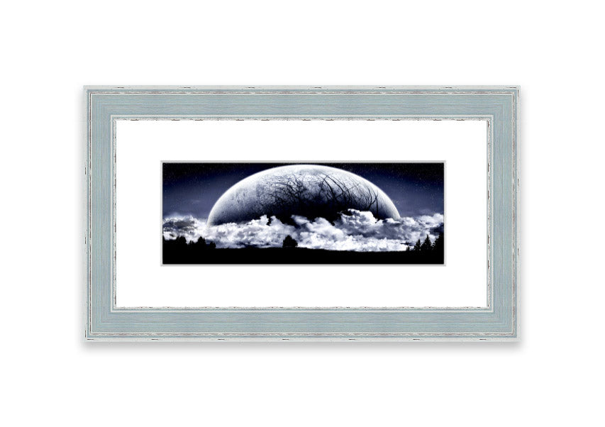 Framed print of Alien Planet artwork, showcasing vibrant colors and cosmic imagery, available in various frame colors.