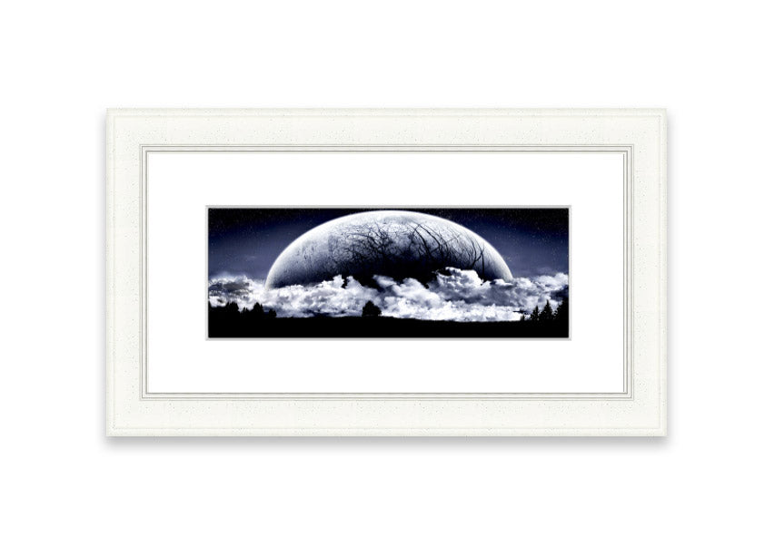 Framed print of Alien Planet artwork, showcasing vibrant colors and cosmic imagery, available in various frame colors.