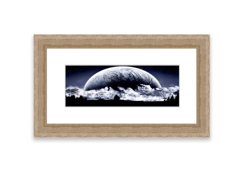 Framed print of Alien Planet artwork, showcasing vibrant colors and cosmic imagery, available in various frame colors.