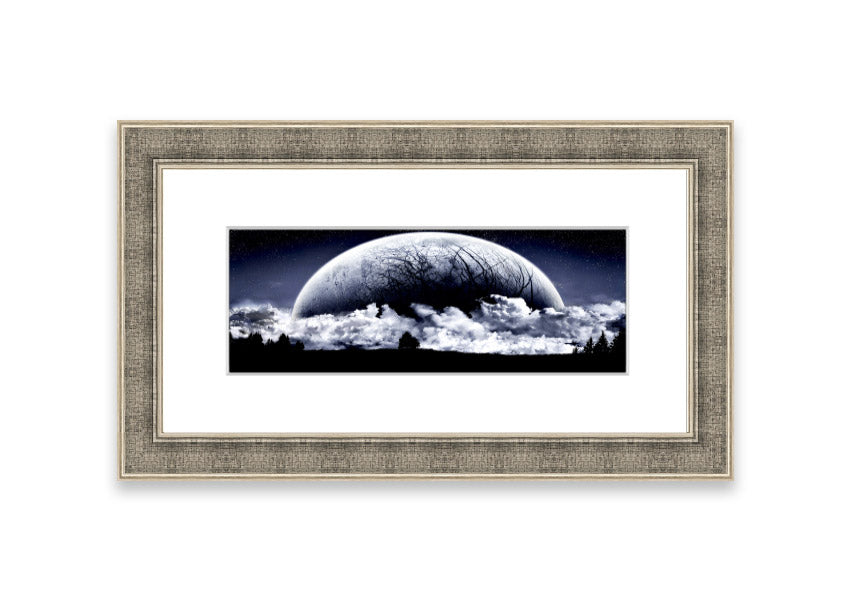 Framed print of Alien Planet artwork, showcasing vibrant colors and cosmic imagery, available in various frame colors.