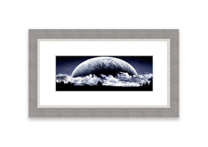 Framed print of Alien Planet artwork, showcasing vibrant colors and cosmic imagery, available in various frame colors.