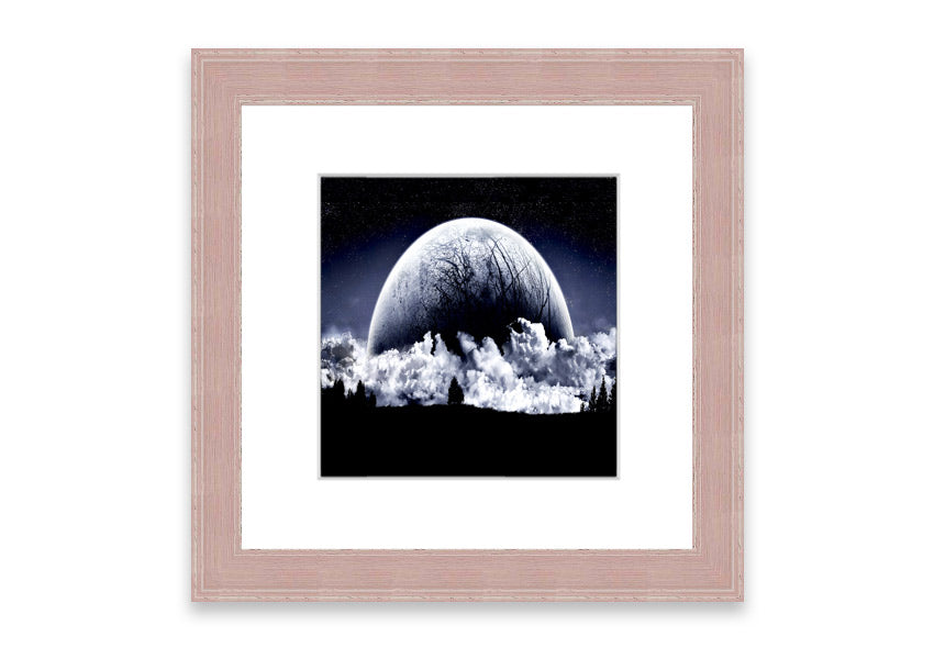 Framed print of Alien Planet artwork, showcasing vibrant colors and cosmic imagery, available in various frame colors.