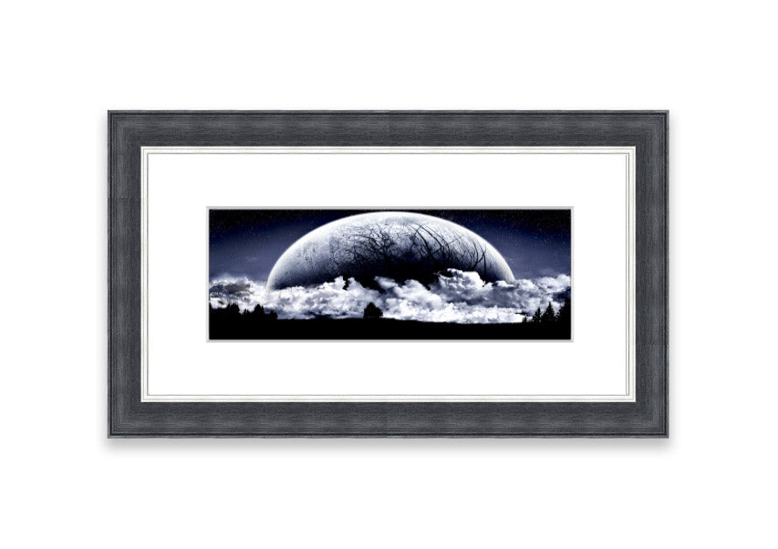 Framed print of Alien Planet artwork, showcasing vibrant colors and cosmic imagery, available in various frame colors.