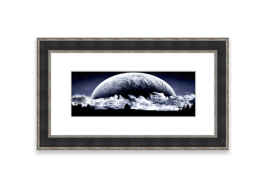 Framed print of Alien Planet artwork, showcasing vibrant colors and cosmic imagery, available in various frame colors.