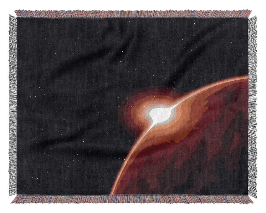 A luxurious Alien Sunrise throw blanket made from 100% cotton, featuring a thermal weave design, draped elegantly over a couch.