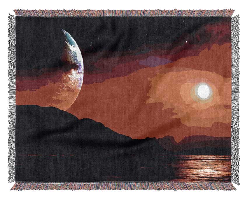 Aliens Planet throw blanket made from 100% cotton, featuring a luxurious thermal weave design, perfect for cozying up on the couch or bed.