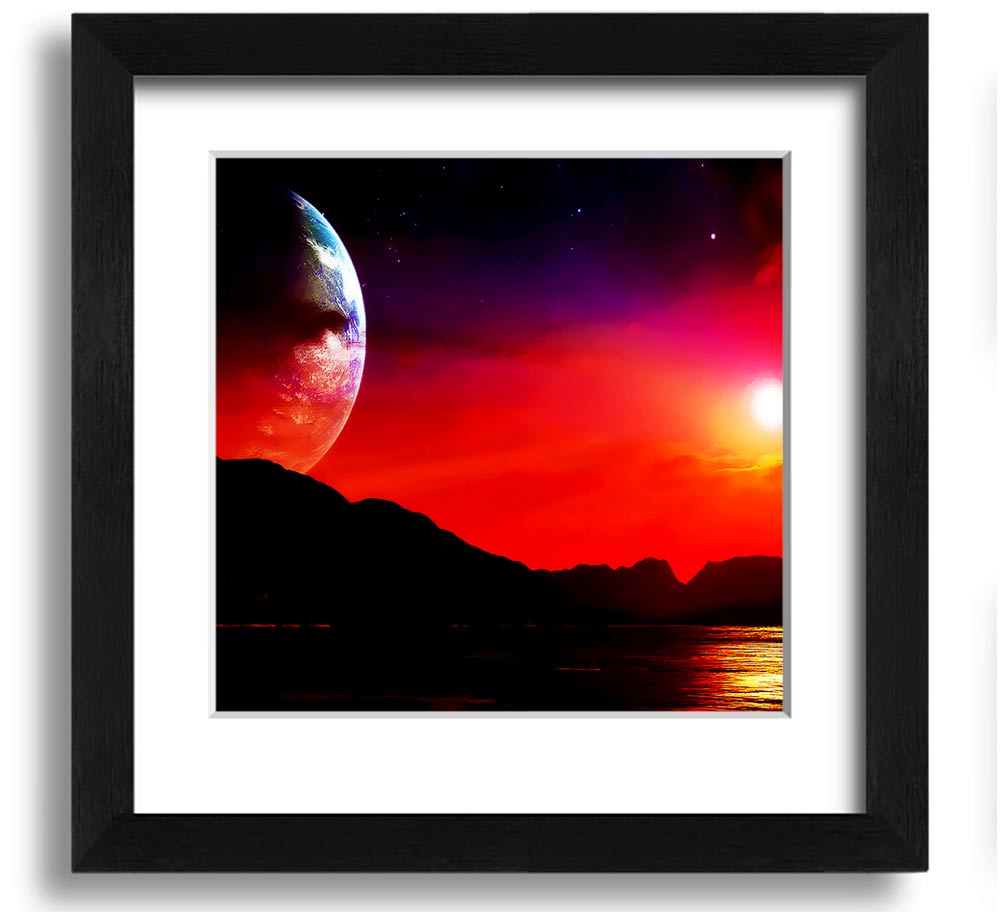 Aliens Planet Square Framed Print showcasing vibrant colors and intricate details, framed in a stylish border.