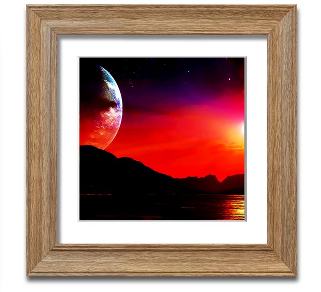 Aliens Planet Square Framed Print showcasing vibrant colors and intricate details, framed in a stylish border.