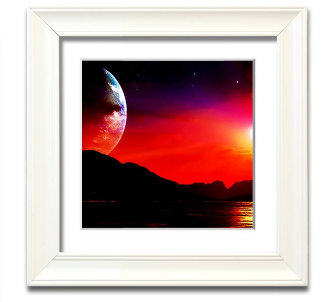 Aliens Planet Square Framed Print showcasing vibrant colors and intricate details, framed in a stylish border.