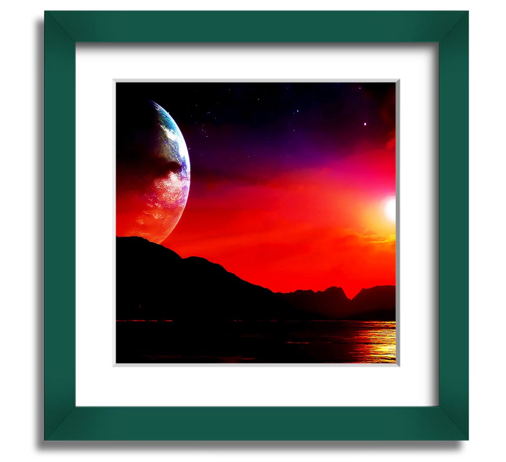 Aliens Planet Square Framed Print showcasing vibrant colors and intricate details, framed in a stylish border.