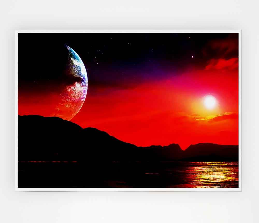 A vibrant Aliens Planet poster printed on high-quality canvas, showcasing an imaginative alien landscape.