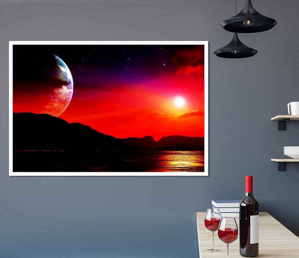 A vibrant Aliens Planet poster printed on high-quality canvas, showcasing an imaginative alien landscape.