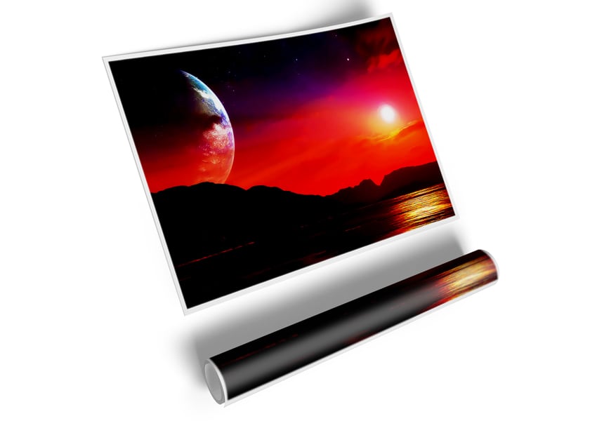 A vibrant Aliens Planet poster printed on high-quality canvas, showcasing an imaginative alien landscape.