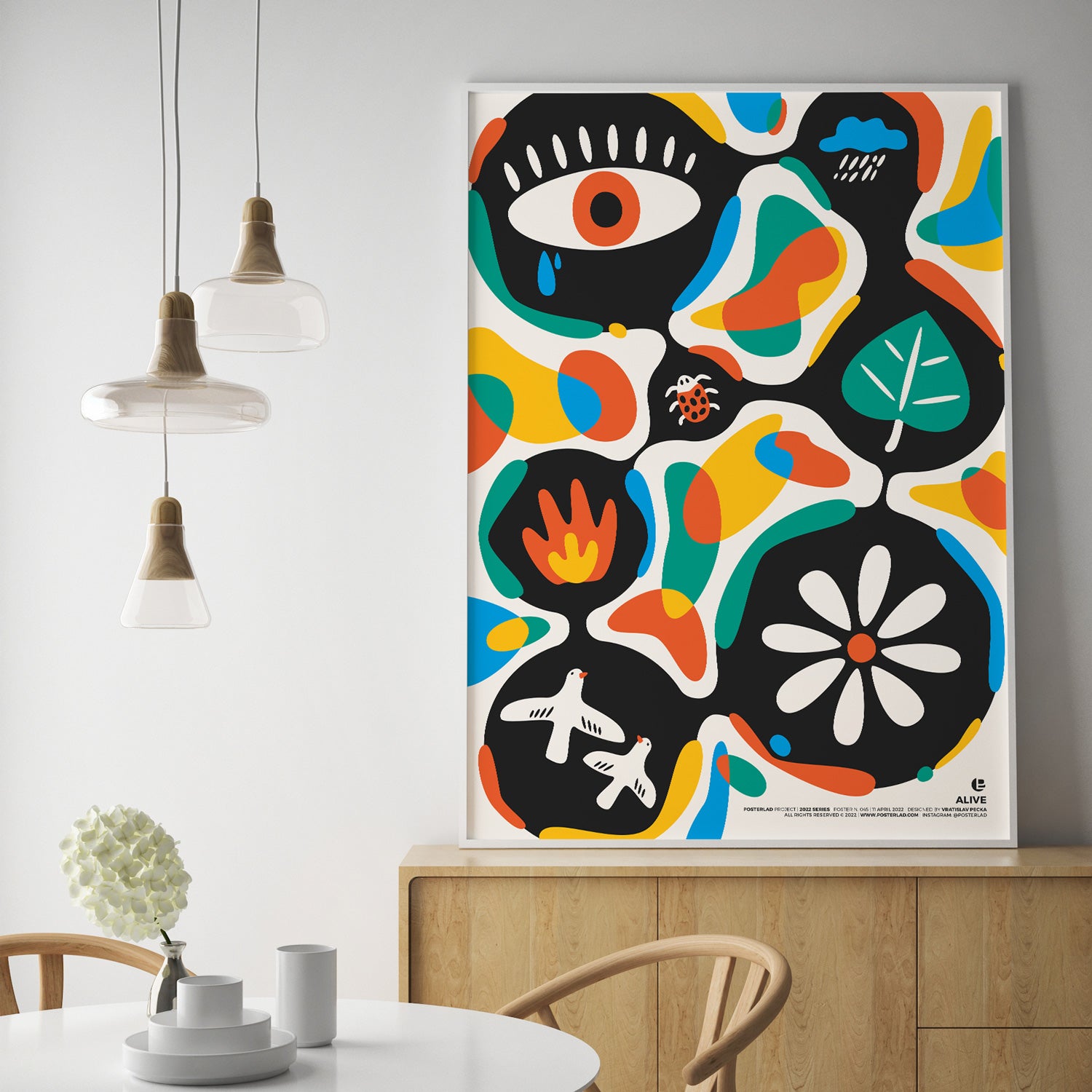 Vibrant 'Alive' poster featuring colorful nature-inspired artwork on thick matte paper.