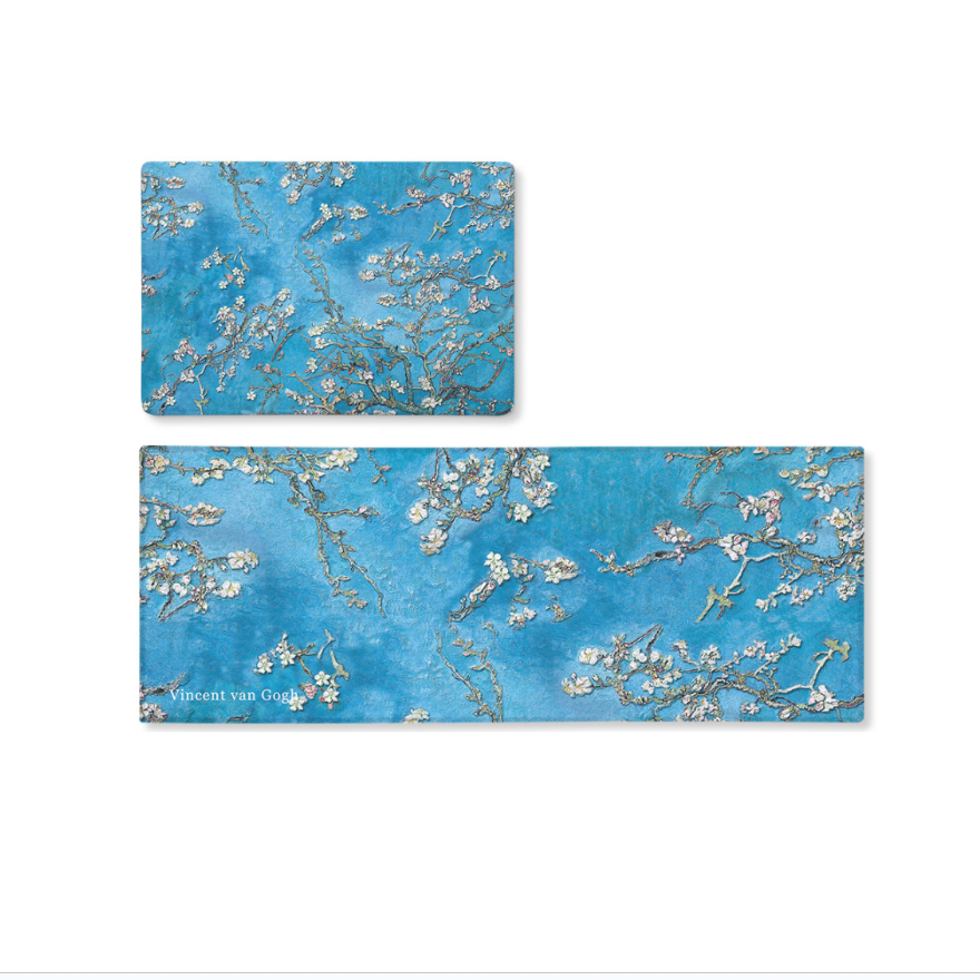 Almond Blossom floor mat and kitchen mat set featuring elegant floral design and soft microfiber material.