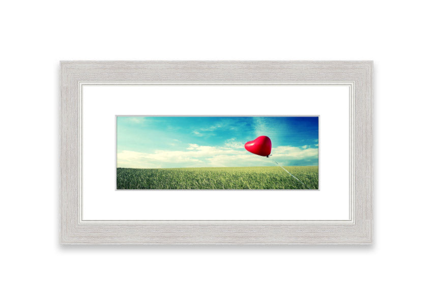 Alone Heart Flying framed print showcasing a unique heart design, available in various frame colors, ready to hang.