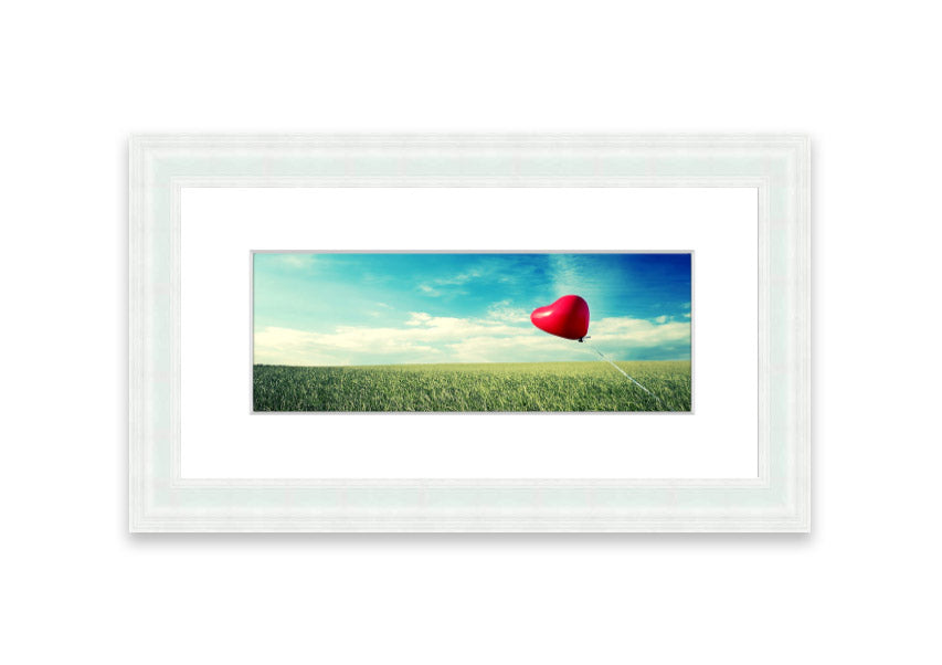 Alone Heart Flying framed print showcasing a unique heart design, available in various frame colors, ready to hang.