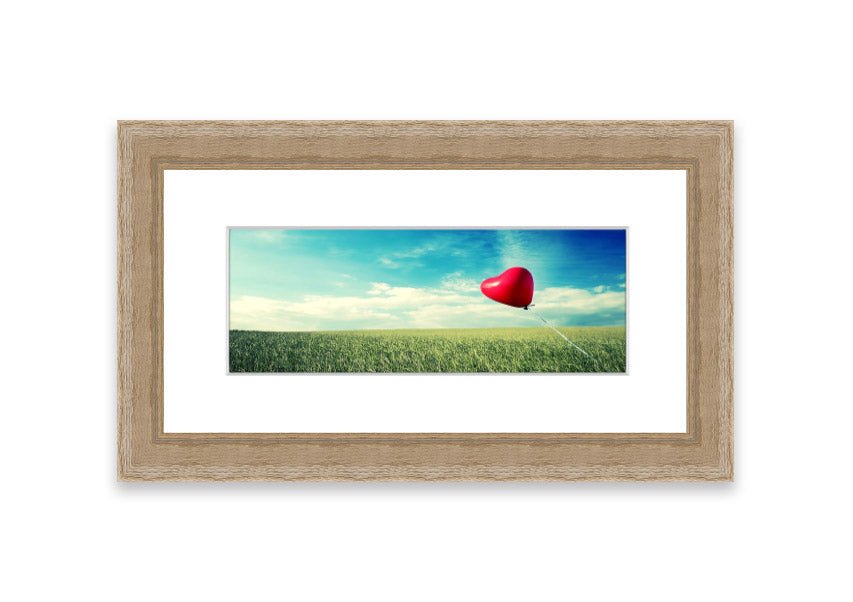 Alone Heart Flying framed print showcasing a unique heart design, available in various frame colors, ready to hang.