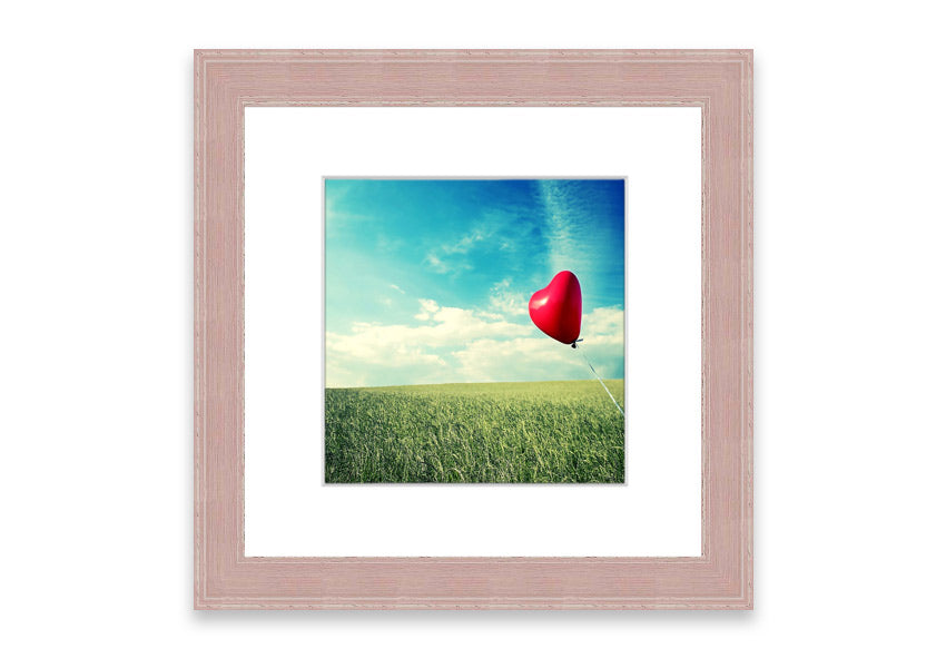 Alone Heart Flying framed print showcasing a unique heart design, available in various frame colors, ready to hang.