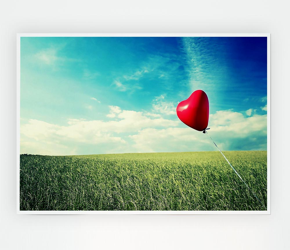 Alone Heart Flying poster on high-quality canvas, featuring a unique heart design, ready to display or frame.