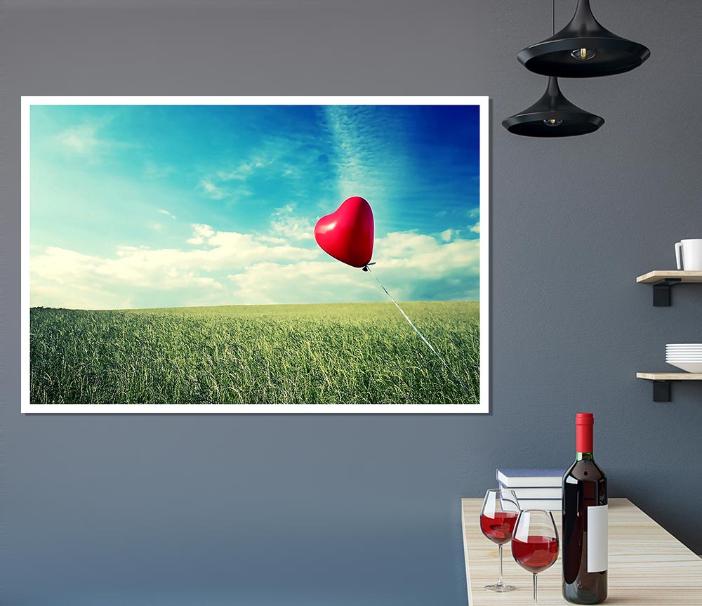 Alone Heart Flying poster on high-quality canvas, featuring a unique heart design, ready to display or frame.