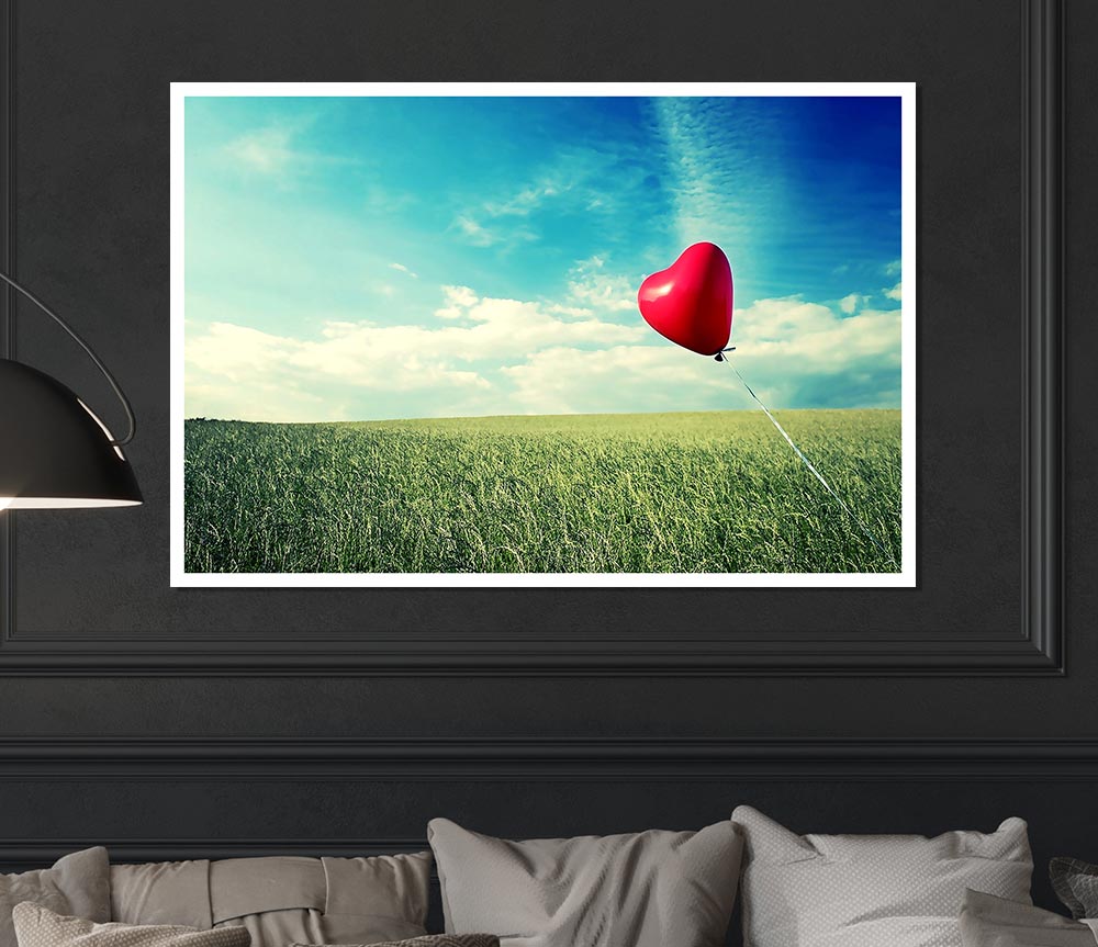 Alone Heart Flying poster on high-quality canvas, featuring a unique heart design, ready to display or frame.