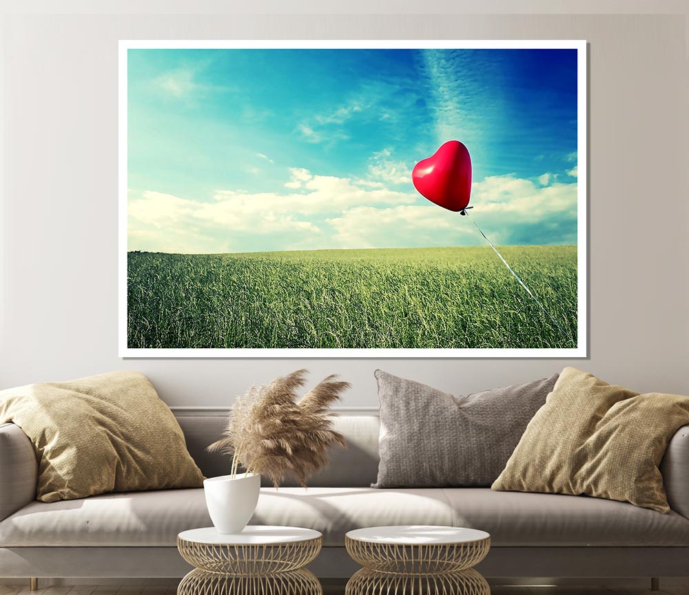 Alone Heart Flying poster on high-quality canvas, featuring a unique heart design, ready to display or frame.