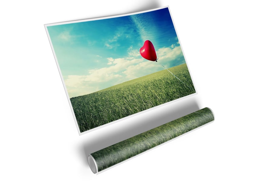 Alone Heart Flying poster on high-quality canvas, featuring a unique heart design, ready to display or frame.