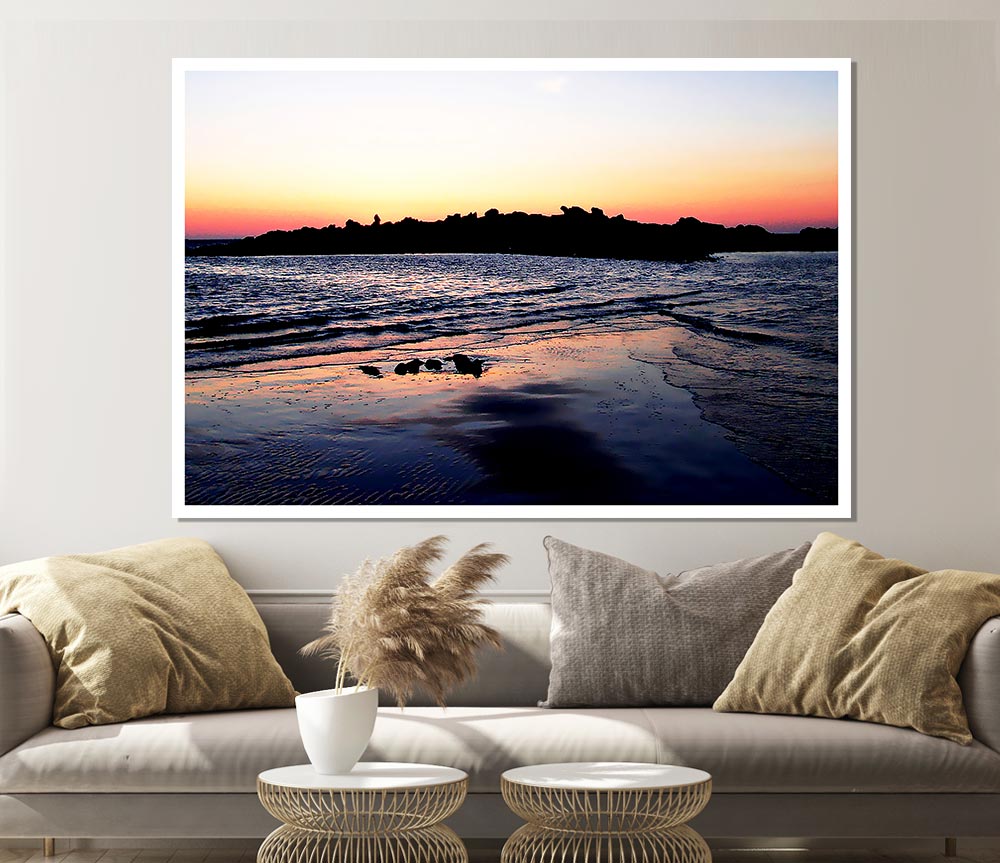 A beautiful canvas poster titled 'Along The Coast' featuring serene coastal scenery with vibrant colors.