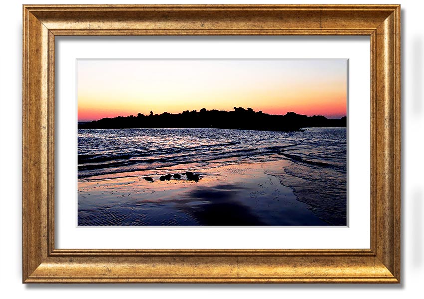 A beautifully framed print titled 'Along The Coast', showcasing serene coastal scenery, available in various frame colours.