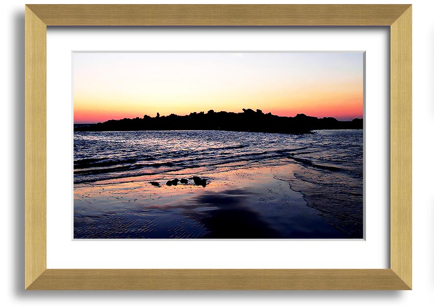 A beautifully framed print titled 'Along The Coast', showcasing serene coastal scenery, available in various frame colours.