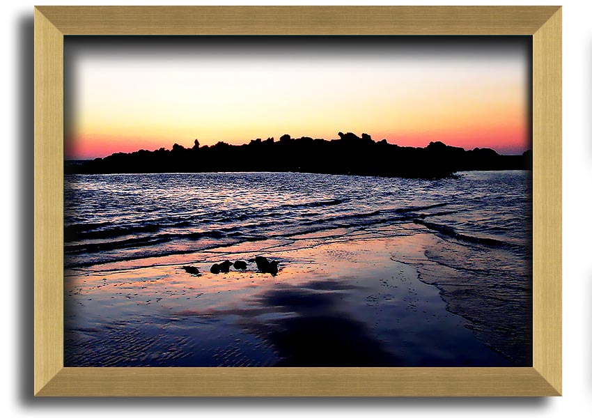 A beautifully framed print titled 'Along The Coast', showcasing serene coastal scenery, available in various frame colours.