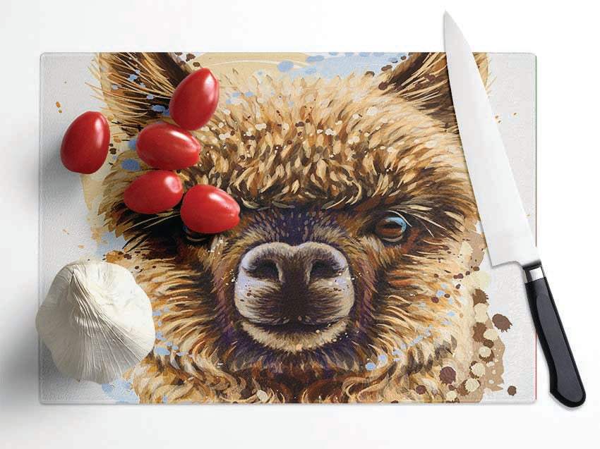 Alpaca Stare chopping board made of tempered glass with chinchilla ripple effect and anti-slip feet.