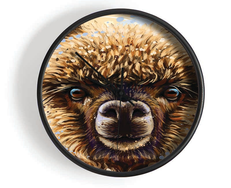 Alpaca Stare clock made from natural bamboo with a round face, available in black, white, and natural frame colors.