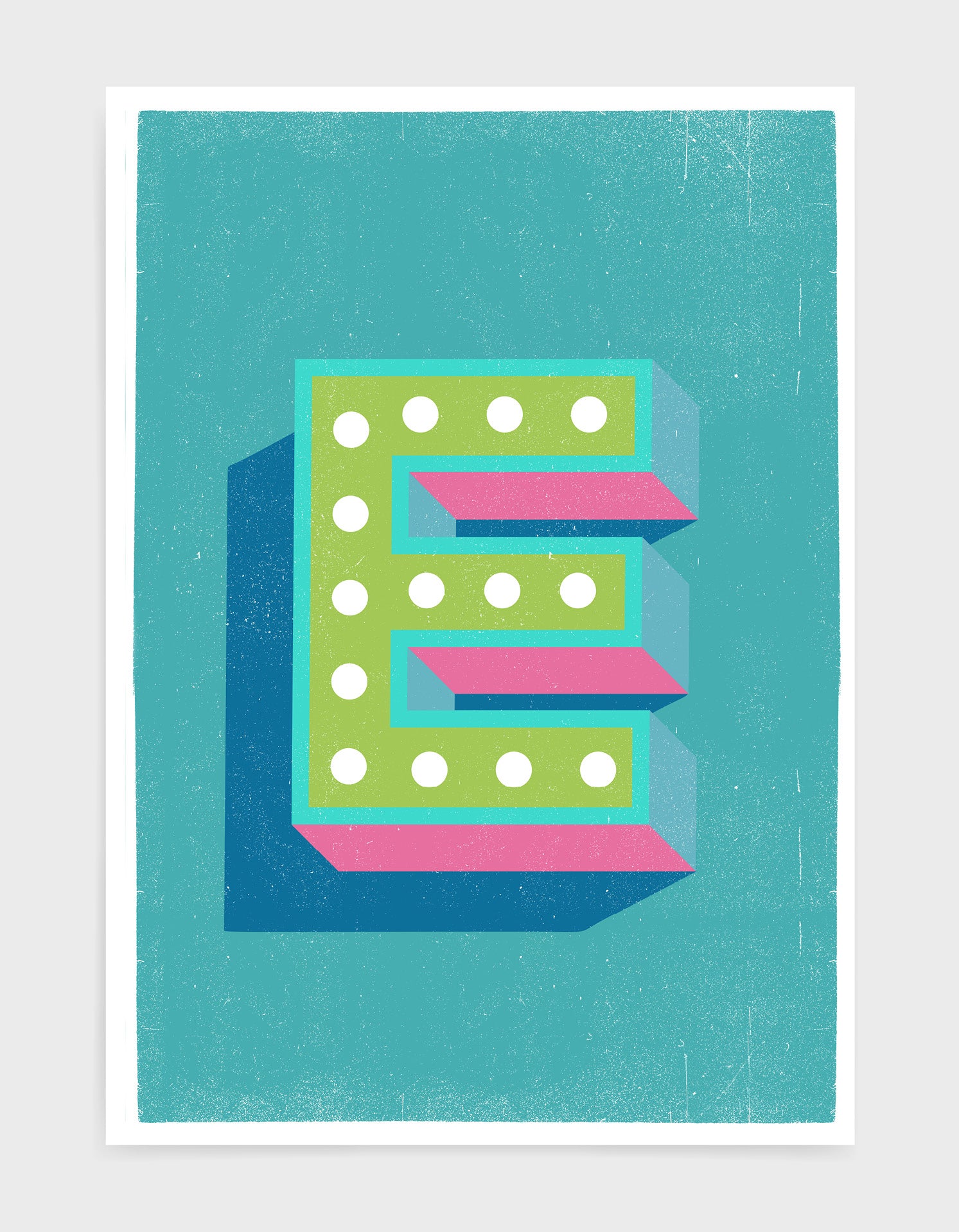 Customizable blue alphabet poster featuring a selected letter on heavyweight fine art paper.