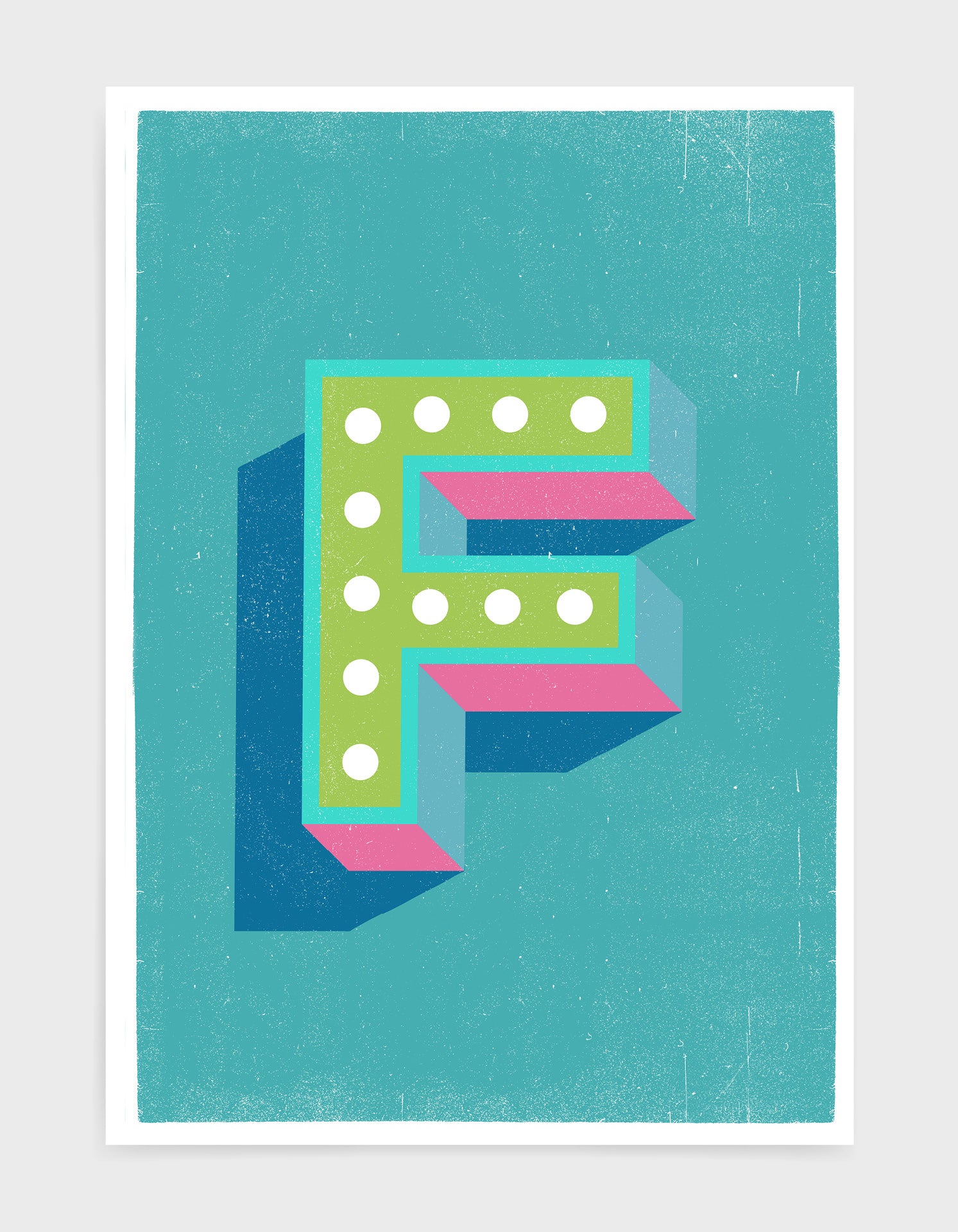 Customizable blue alphabet poster featuring a selected letter on heavyweight fine art paper.