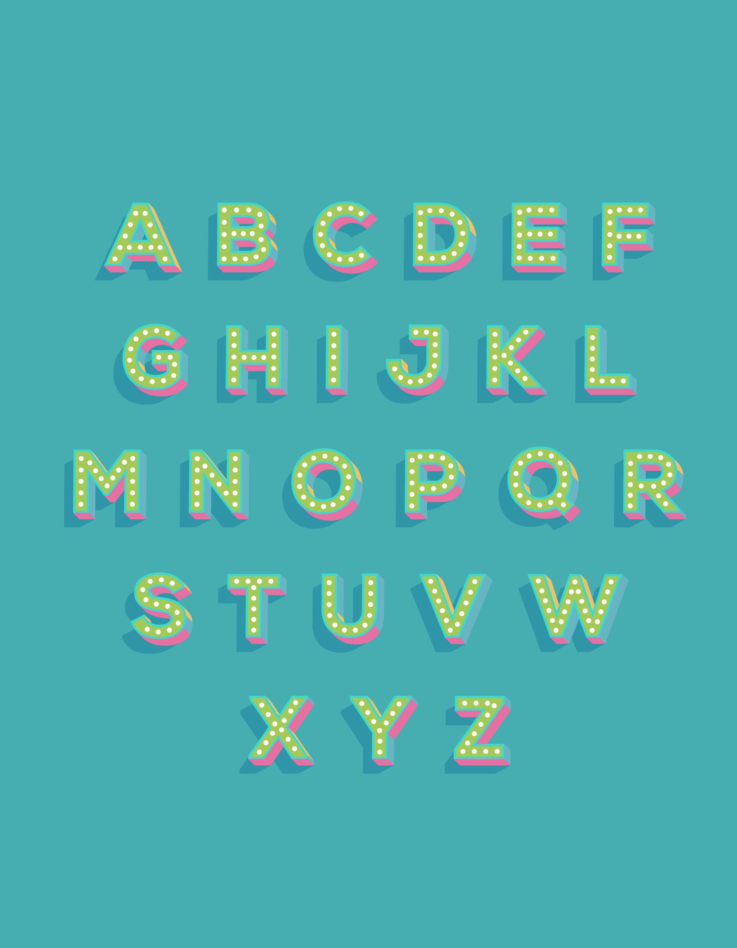 Customizable blue alphabet poster featuring a selected letter on heavyweight fine art paper.