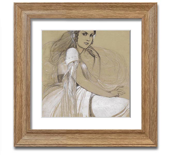 Alphonse Mucha Jaroslava Mucha Square Framed Print showcasing intricate design and vibrant colors.