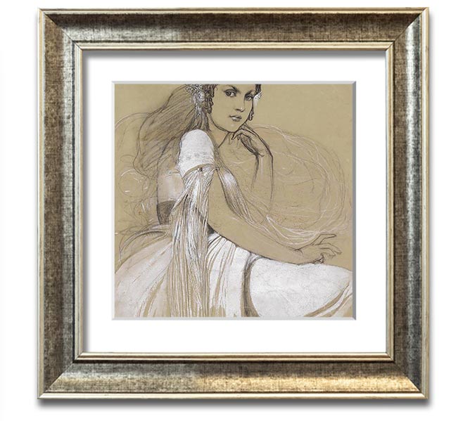 Alphonse Mucha Jaroslava Mucha Square Framed Print showcasing intricate design and vibrant colors.