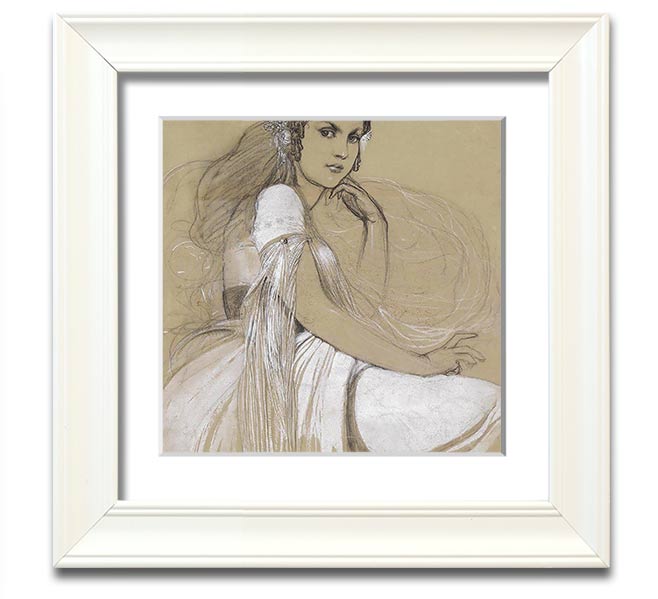 Alphonse Mucha Jaroslava Mucha Square Framed Print showcasing intricate design and vibrant colors.