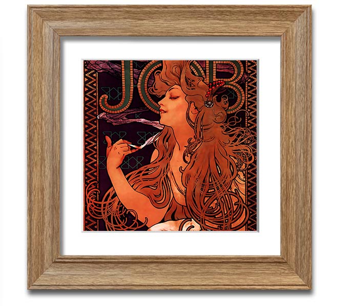 Alphonse Mucha Job Square Framed Print showcasing intricate details and vibrant colors, ready to hang.