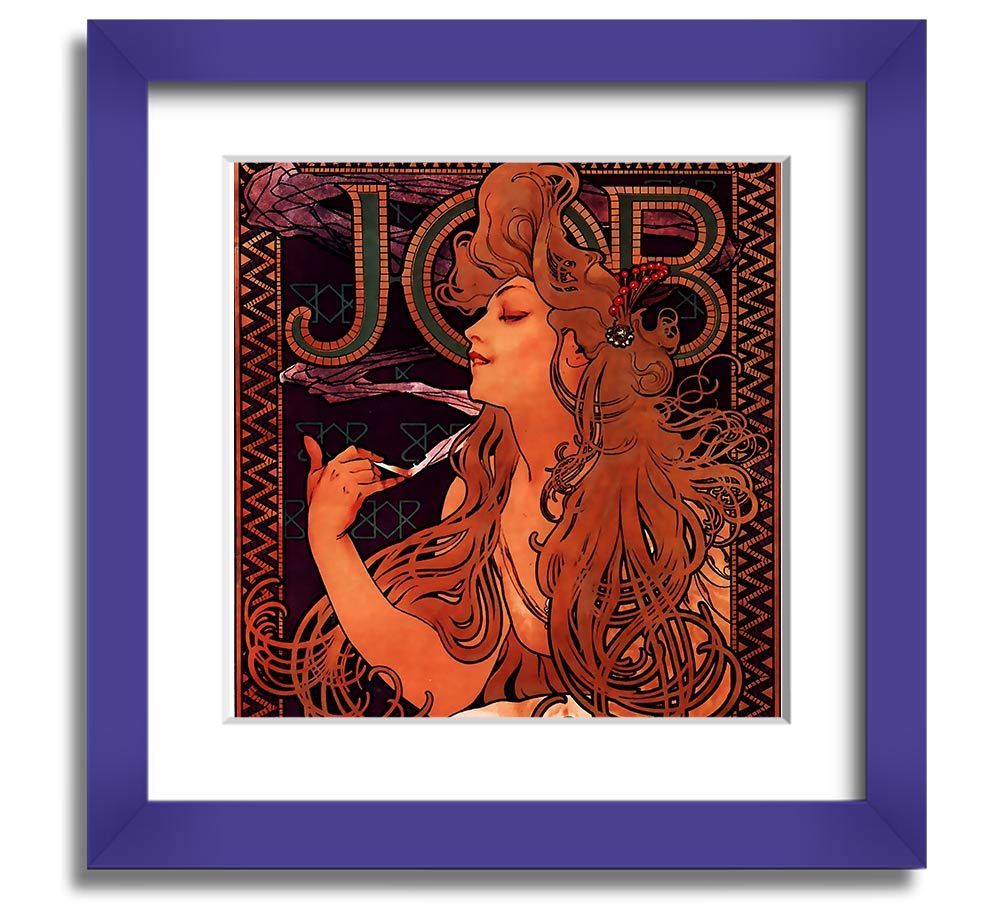 Alphonse Mucha Job Square Framed Print showcasing intricate details and vibrant colors, ready to hang.